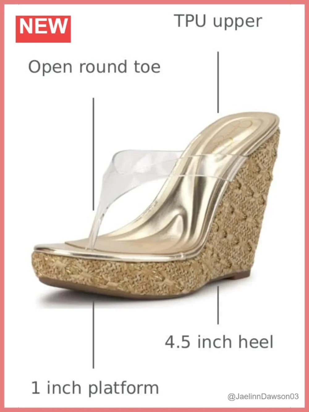 Wedge Sandals with Open Round Toe and 4.5 Inch Heel